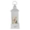 11" White & Brushed Silver Christmas Cardinals Snow Globe Lantern